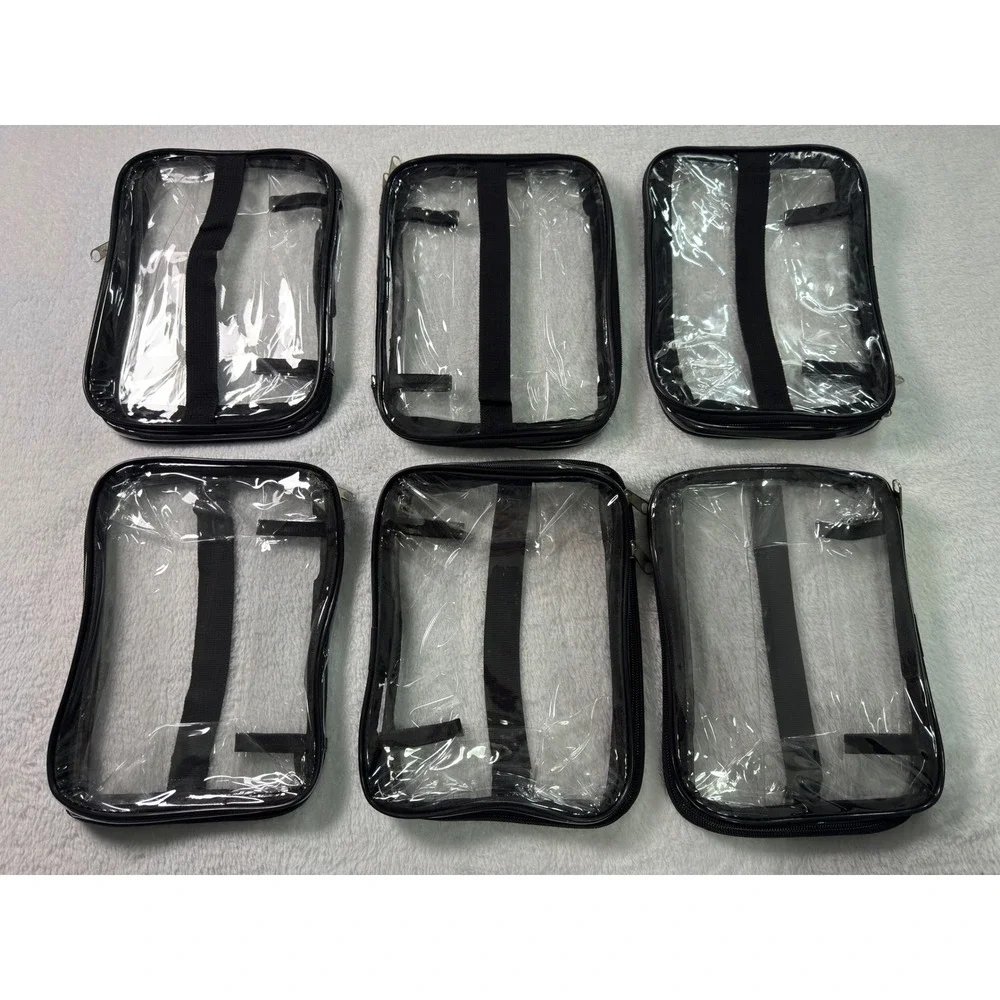 Tesuko Clear PVC Toy‎ Storage Bags Organizer Handles Name Tag Mesh Pocket 6 Pk